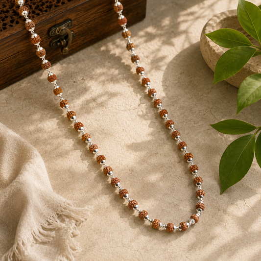 Silver Plated Rudraksha Mala
