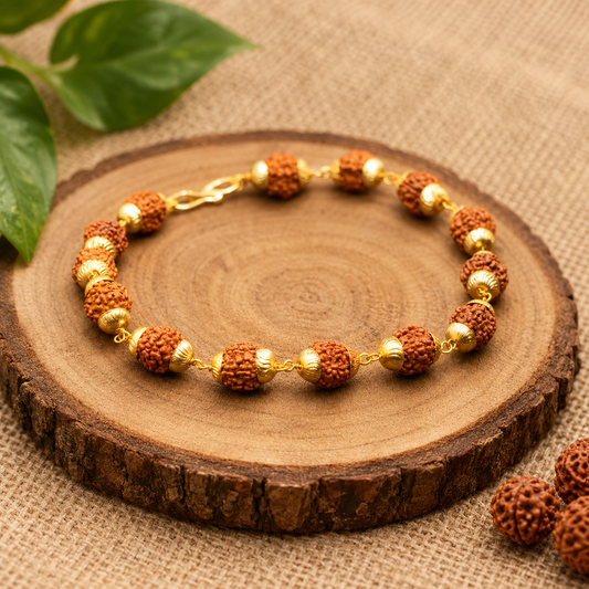 Gold Plated Rudraksha Bracelet