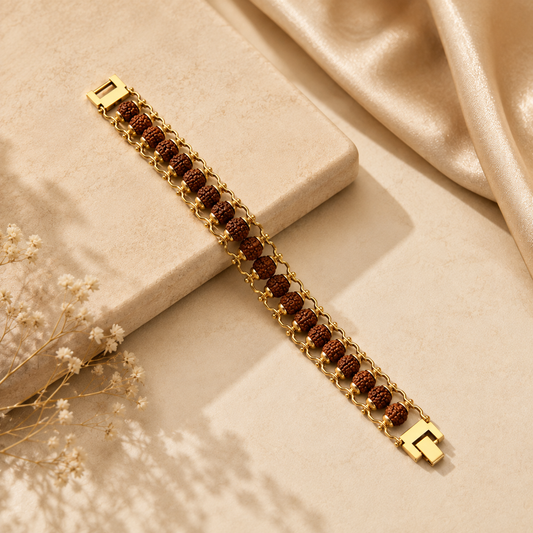 Gold Plated Modern Rudraksha Bracelet