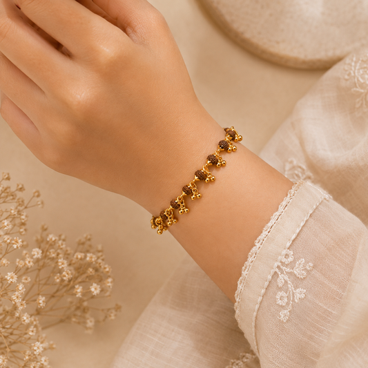 Gold Plated Rudraksha Bracelet for Women