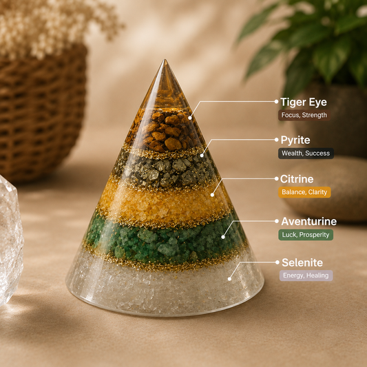 Money Magnet Pyramid with Selenite Base for Vaastu