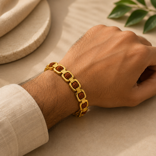 Gold Plated Essential Rudraksha Bracelet
