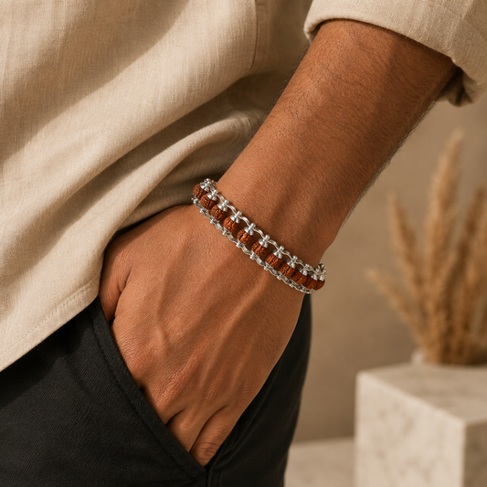 Silver Plated Premium Black Rudraksha Bracelet