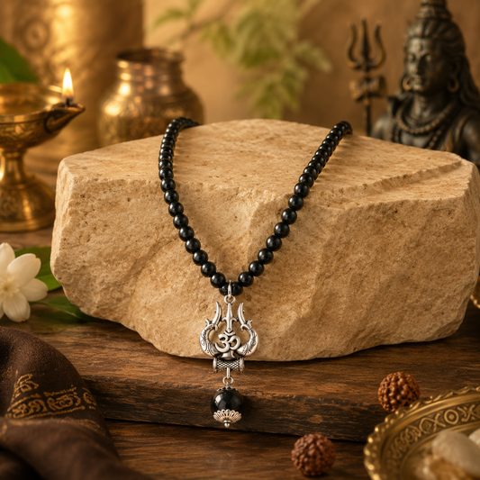 Karungali Mala with Trishul Pendant
