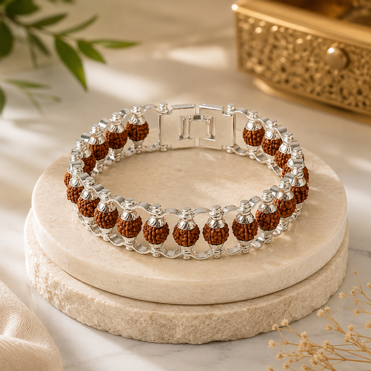 Silver Plated Premium Black Rudraksha Bracelet