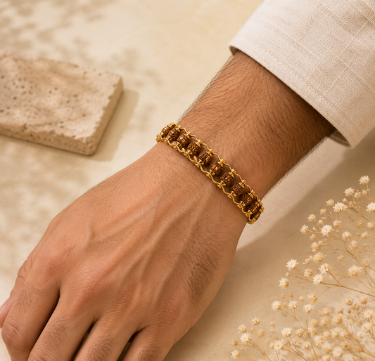Gold Plated Modern Rudraksha Bracelet