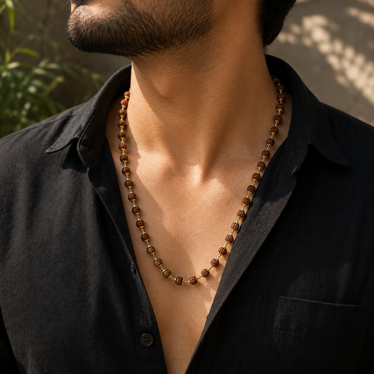 Gold Plated Rudraksha Mala