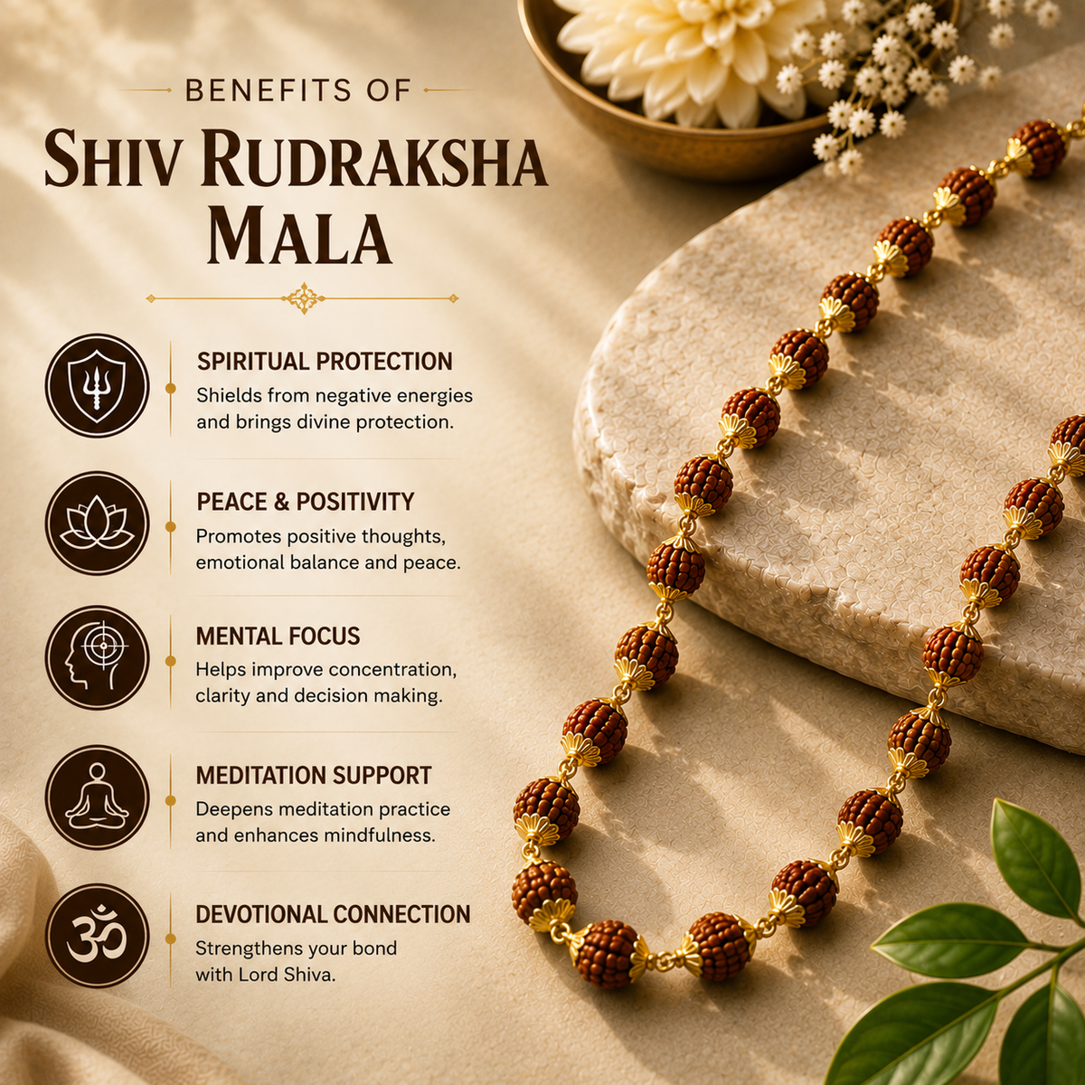 Gold Plated Rudraksha Mala