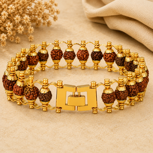 Modern Rudraksha Men’s Bracelet + Elegant Women’s Rudraksha Bracelet Couple Combo