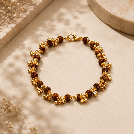Gold Plated Rudraksha Bracelet for Women