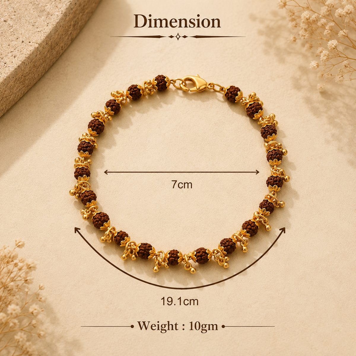 Gold Plated Rudraksha Bracelet for Women