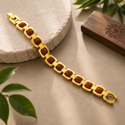 Gold Plated Essential Rudraksha Bracelet