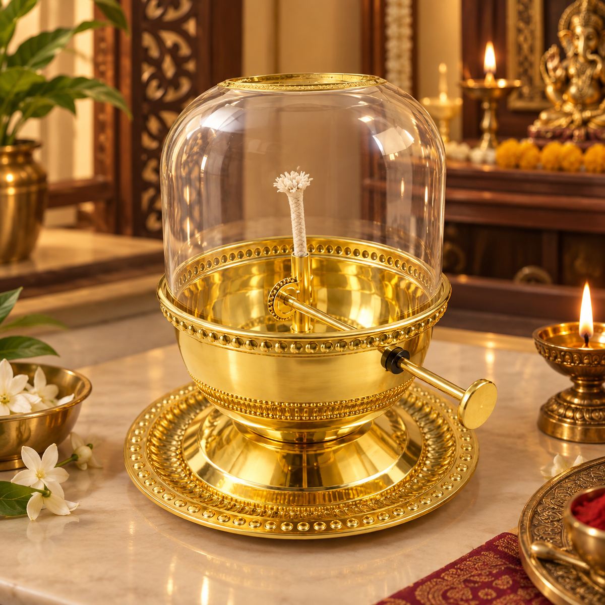 Brass Akhand Jyot Diya for Home Temple, Mandir & Spiritual Décor, 500 ML