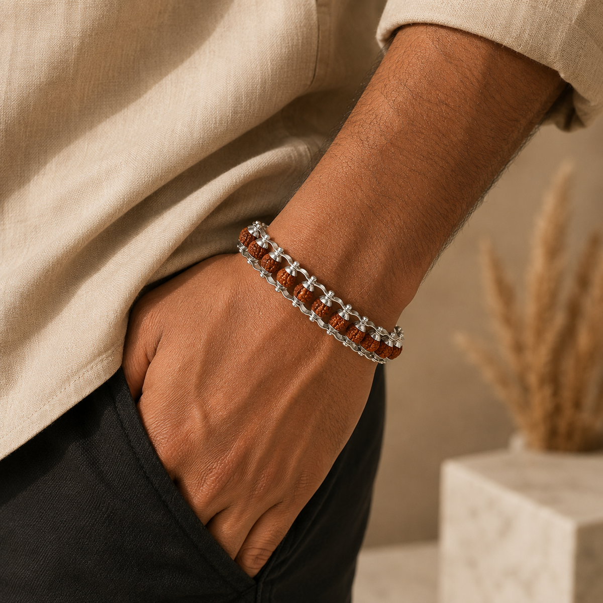 Silver Plated Premium Black Rudraksha Bracelet
