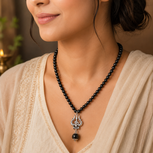 Karungali Mala with Trishul Pendant