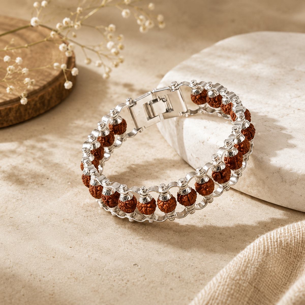 Silver Plated Premium Black Rudraksha Bracelet