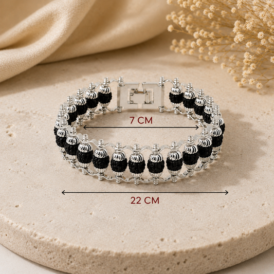 Silver Plated Premium Black Rudraksha Bracelet