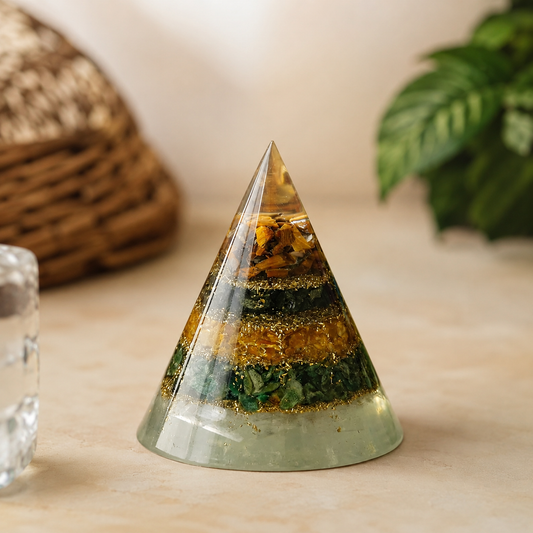 Money Magnet Pyramid with Selenite Base for Vaastu