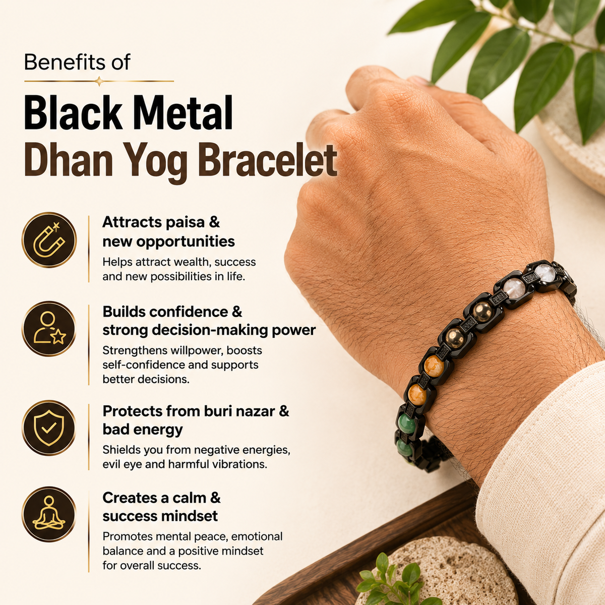 Metal Dhan Yog Bracelet – Black