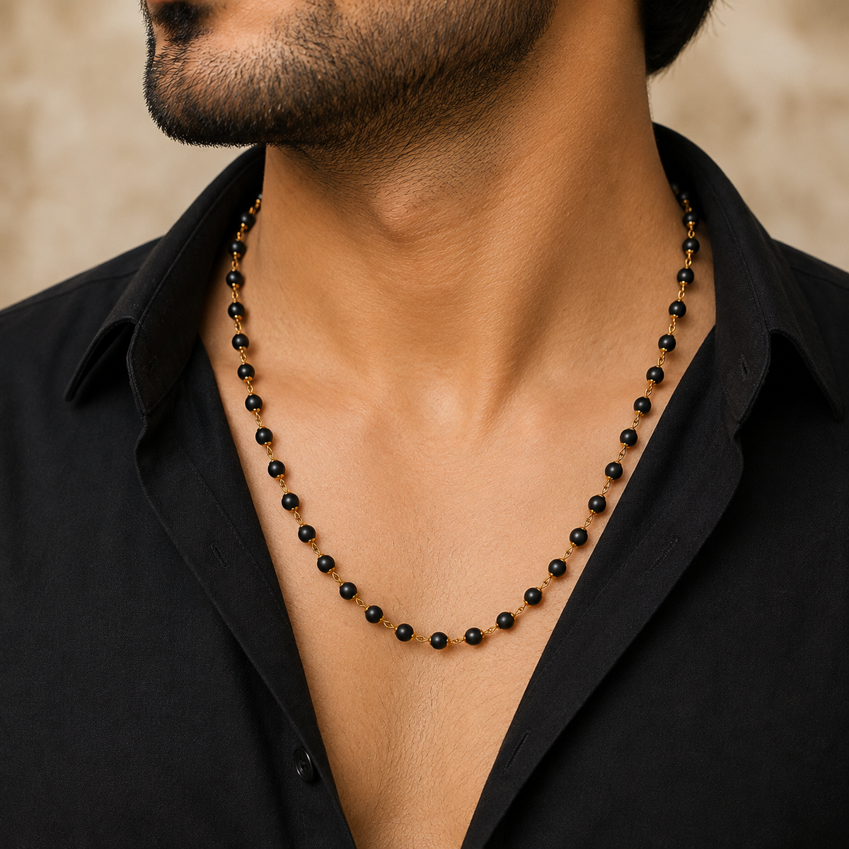 Gold Plated Karungali Mala | Natural Karungali Wood Beads