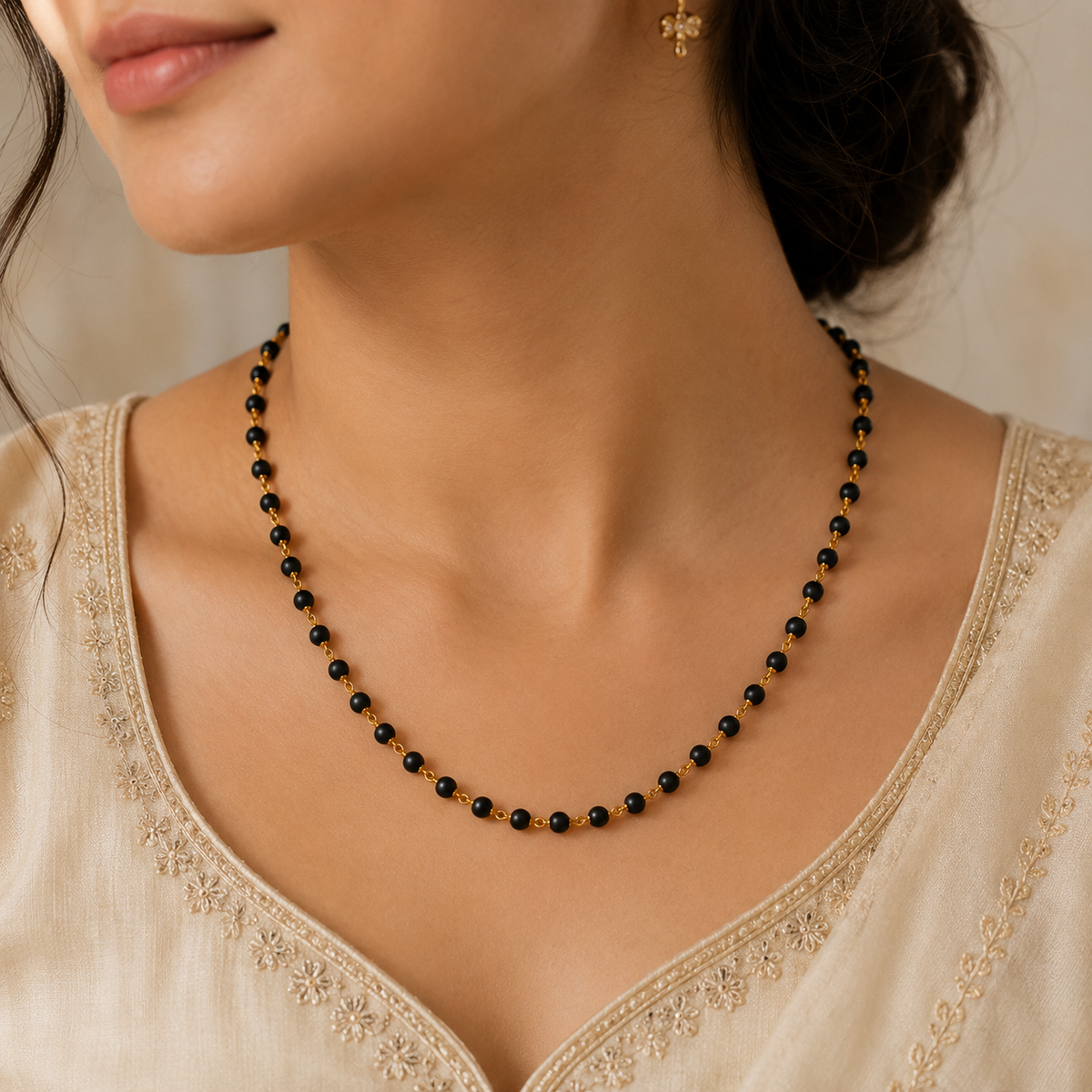 Gold Plated Karungali Mala | Natural Karungali Wood Beads