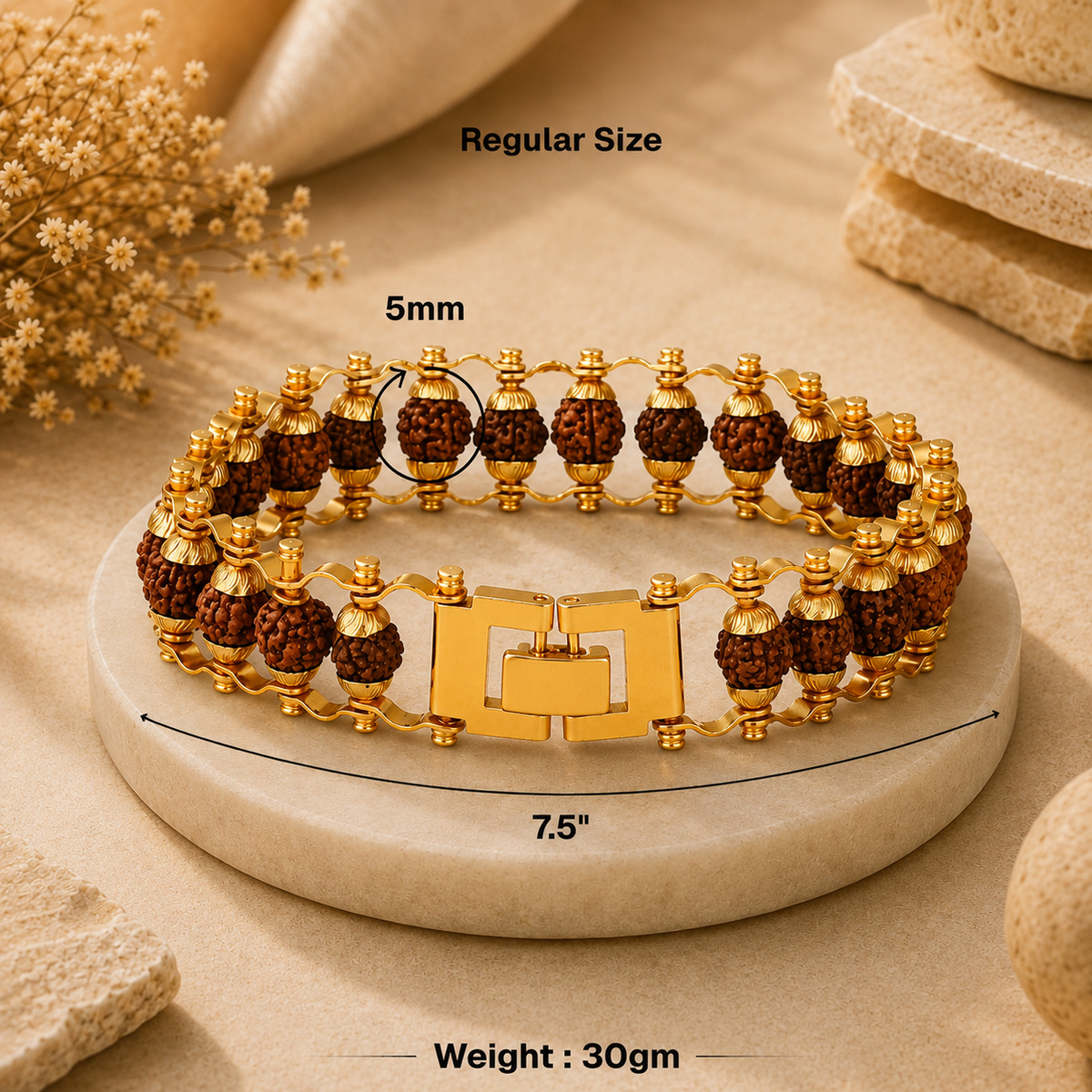 Gold Plated Modern Rudraksha Bracelet