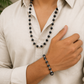 Silver Plated Karungali Mala & Bracelet Combo