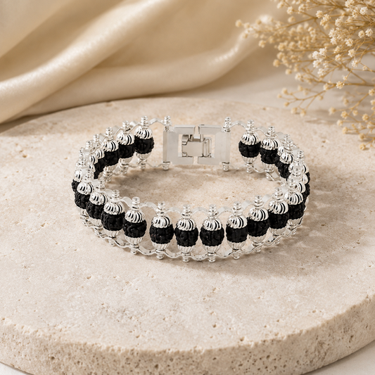 Silver Plated Premium Black Rudraksha Bracelet