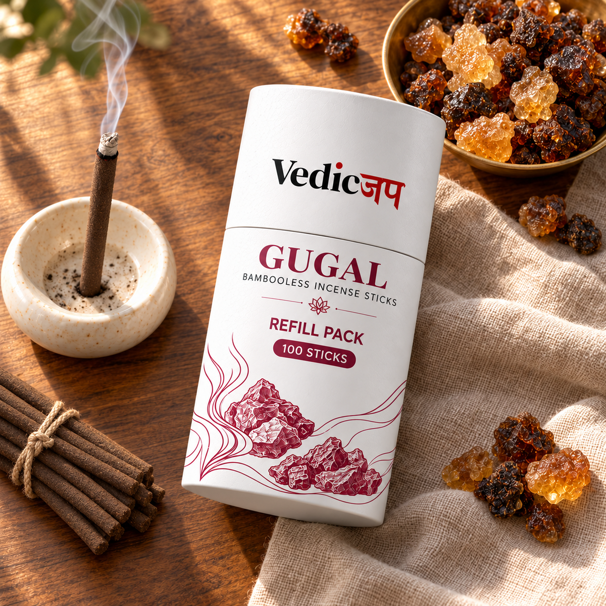 Gugal Cow Dung Dhoop Sticks– Pack of 100