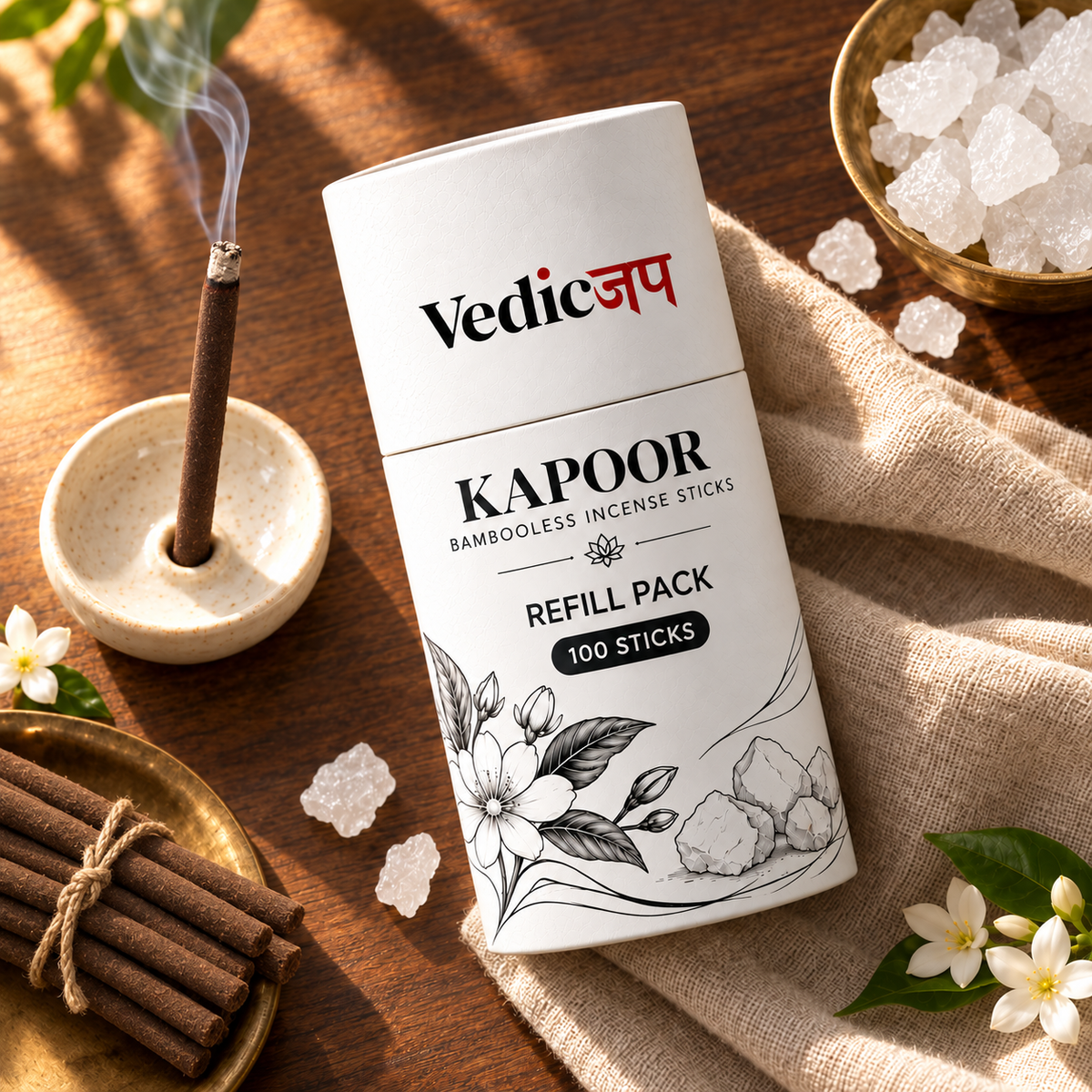 Kapoor (Camphor) Cow Dung Dhoop Sticks– Pack of 100